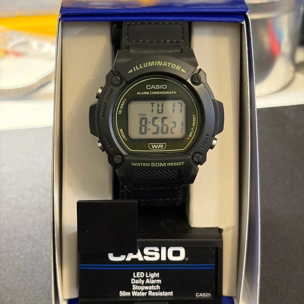 Casio Illuminator Digital Watch Mens OS Black Green W-219HB-3AVKC Sport